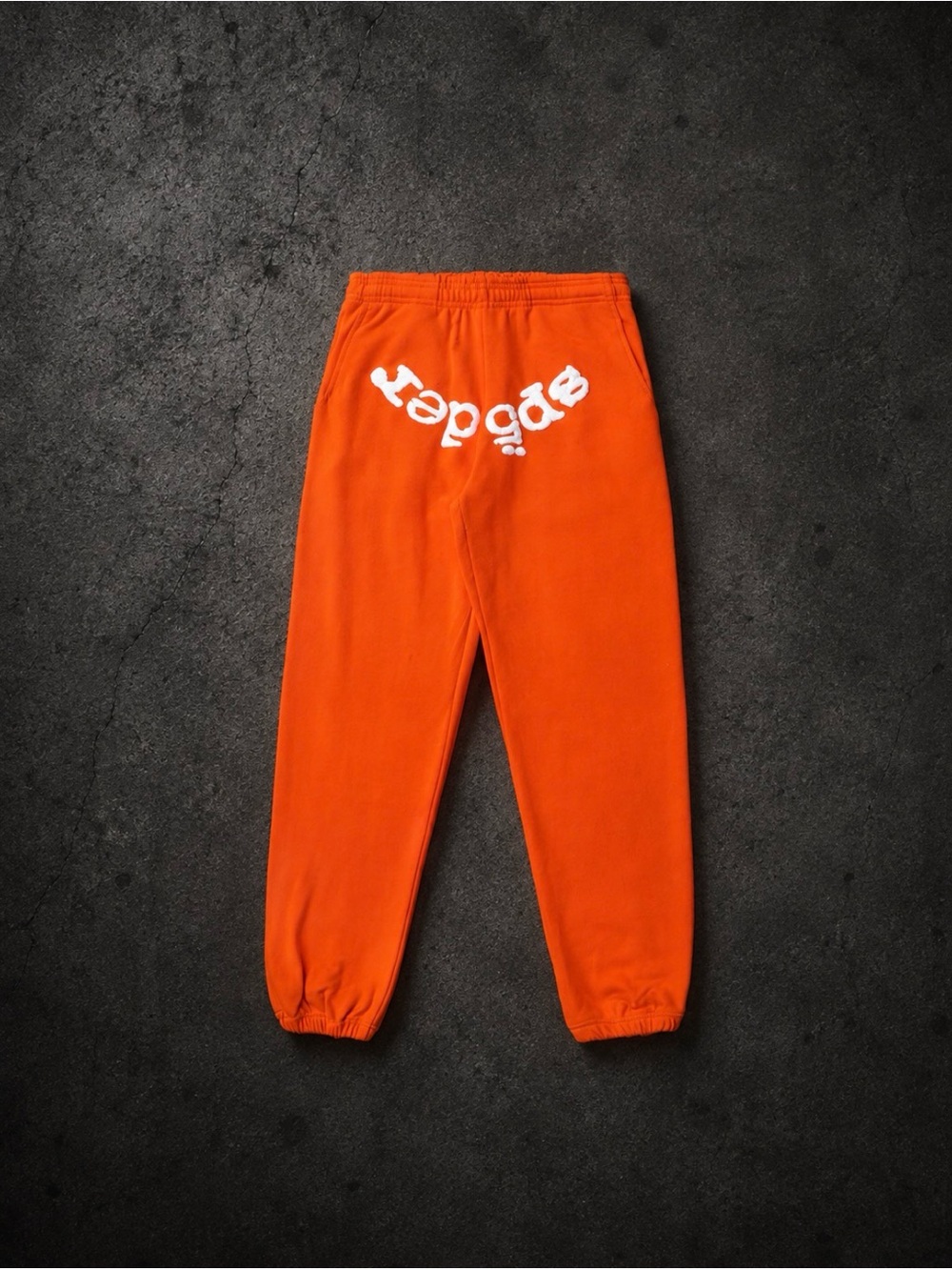 Men's Orange Graphic Sweatpants with White Back Logo